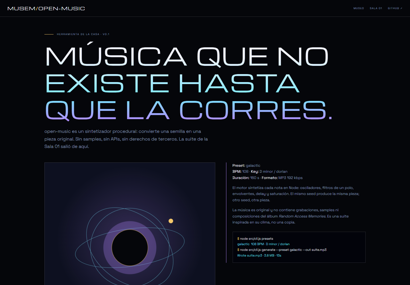 Open-music, sintetizador procedural